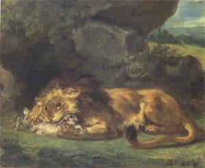 Eugene Delacroix Lion Devouring a Rabbit (mk05)